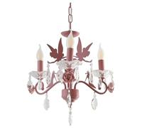 Crystal Girls Bedroom 3 Lights Candle Pink Chandelier Ceiling Spirit Rose Flower Pendant Light Fixture Nordic Hanging Lamp for Room Nursery
