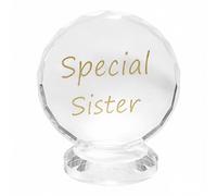 Crystal Glass Targa Con Iscrizione In Oro Special Sister 7cm
