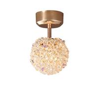 Crystal Gold Semi Flush Mount Ceiling Fixture, 4.7in Round Hallway Lighting Fixtures Chandelier for Kitchen Entryway Bedroom Dining Room, 1-Light