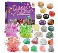 Crystal Growing Calendario dell'Avvento, 24 minerali naturali e pietre preziose, set di conto alla rovescia per bambini a partire dagli 8 anni, kit di esperimenti per l'allevamento di cristalli
