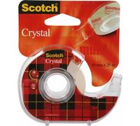 Crystal Handroller Scotch, trasparente, 19 mm x 25 m, altamente trasparente, luce e noisless - 12 pezzi (6-1925d) NEW