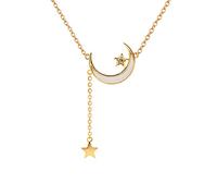 Crystal Heart Necklace,925 Drop Glaze Moon Star Long Tassel Necklace for Women Delicate Party Jewelry The for Women/Color