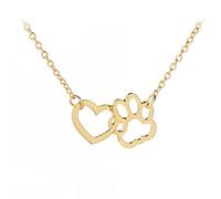 Crystal Heart Necklace,Hollow Pet Paw Footprint Necklaces Cute Animal Dog Cat Love Heart Necklace for Women Girls Jewelry Necklace/