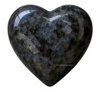 Crystal Heart Palm Stone - Piedra de preocupación de masaje de bolsillo para el equilibrio natural del chakra del cuerpo, curación de Reiki y rejilla de cristal (Larvikite)