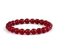 Crystal Home Collections - Bracciali con perline in pietra naturale, da uomo, elastico, multicolore, perline rotonde, fatti a mano, gioielli da yoga, decorazione per la stanza rossa