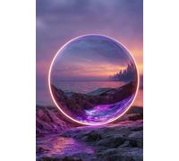 Crystal Horizon Journal - Glowing Glass Sphere Sunset Notebook: A Dreamy, Surreal, Photo-Quality with Vivid Colors, Magical Light, and Tranquil Atmosphere