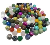 Crystal King - Set di 100 pietre miste semipreziose per gioielli, come ossidiana, avventurina, giada, onice, occhio di tigre, malachite, turchese, quarzo, quarzo rosa, ecc., per gioielli fai-da-te