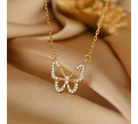 Crystal Necklace,Exquisite 925 Butterfly Necklace for Women Zircon Cnecklace Daily Jewelry Accessories/