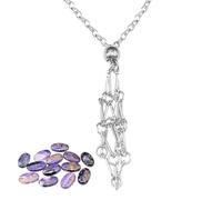 Crystal Necklace Holder - Interchangeable Necklace Cord For Crystal Stylish And Beautiful,Necklaaace Cord Empty Stone Holder, Stainless Necklaces Cage Cords For Crystals, Adjustable Necklaces