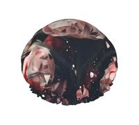 Crystal Pink Tulips Cuffia da doccia da donna, impermeabile, riutilizzabile, con cordino elastico lavabile, adatta per capelli lunghi e trecce, ideale per la doccia.