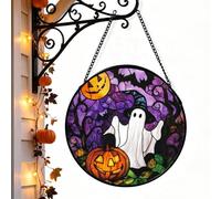 Crystal Pumpkin Window Ornament Halloween Hanging Decoration Glass Art
