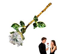 Crystal Rose Sculpture, Collectible Flower Decoration, Suitable for Women's Christmas, Valentine's Day and Mother's Day(White,Rose)