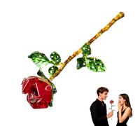 Crystal Rose Sculpture, Collectible Flower Decoration, Suitable for Women's Christmas, Valentine's Day and Mother's Day(Red,Rose)