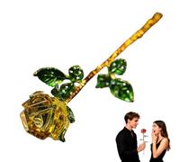 Crystal Rose Sculpture, Collectible Flower Decoration, Suitable for Women's Christmas, Valentine's Day and Mother's Day(Yellow,Rose)