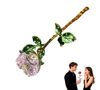 Crystal Rose Sculpture, Collectible Flower Decoration, Suitable for Women's Christmas, Valentine's Day and Mother's Day(Pink,Rose)
