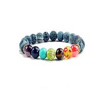 Crystal Rough 7 Bracciale naturale Bracciale Bracciale Gioielli Elastica corda elastica uomini e donne uomini e donne amici di amicizia reiki bracciali (colore: verde, dimensioni: roccia vulcanica)