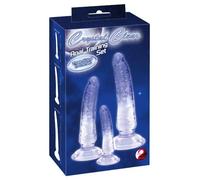 Set di Dildo Allenamento Anale "Crystal Clear" - 3 Pezzi (Trasparente-Azzurro)