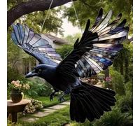 Crystal Sky Bluebird Stained Art Ornament,2D Acrylic Birds Sun Window Hanging,Stained Glass Decorations,for Windows Indoor Gardens Home Garden Modern Wall Hanging(Color B)