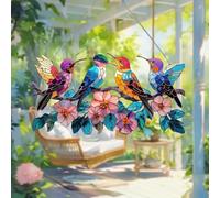 Crystal Sky Bluebird Stained Art Ornament,2D Acrylic Birds Sun Window Hanging,Stained Glass Decorations,for Windows Indoor Gardens Home Garden Modern Wall Hanging(Color Q)