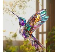 Crystal Sky Bluebird Stained Art Ornament,2D Acrylic Birds Sun Window Hanging,Stained Glass Decorations,for Windows Indoor Gardens Home Garden Modern Wall Hanging(Color D)