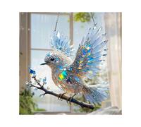 Crystal Sky Bluebird Stained Glass Art Ornament (20 cm)