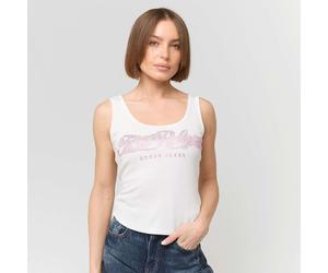 Crystal Square Neck Rib Tank bianco L