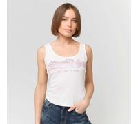 Crystal Square Neck Rib Tank bianco S