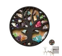 Crystal Stone Display Rack - Albero della Sala | Mensole da parete rotonde in legno galleggianti, supporto decorativo per statuette Stones Collezioni Home Office Meditation Room