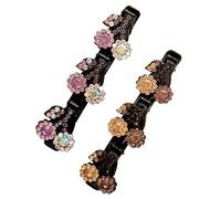 Crystal Stone Hair Clips | Cherry Rhinestone Barrettes | No Slip Acrylic