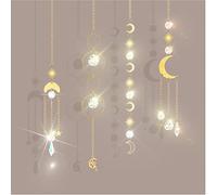 Crystal Sun Catrace, 4pcs Sun Crash Crystal Lustress per la finestra e il giardino della finestra, Ciondolo di cristallo Suncatcher adotta la forma del sole/stella/luna e sensore del sole di cristallo