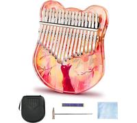 Crystal Thumb Piano Kalimba 21 tasti, 17 tasti Crystal Kalimba sical Gift Acrilico trasparente tono C con borsa EVA, adesivi, martello per accordatura, panno per la pulizia, giallo 17 tasti