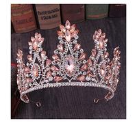 Crystal Tiara Crown Elegant Princess Crown Tiara Female Bride Wedding Party Birthday Girl Accessori (colore: rosso dorato, taglia: corona) (corona verde dorata)