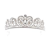 Crystal Tiara Crown Elegant Princess Crown Tiara Female Bride Wedding Party Birthday Girl Accessori (colore: argento spesso, taglia: corona) (corona di diamanti bianchi)