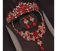 Crystal Tiara Crown Elegant Princess Crown Tiara Female Wedding Party Birthday Birthday Accessori per capelli (colore: rosso dorato, taglia: corona)