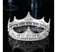 Crystal Tiara Crowns for Women Vintage Crystal Round Tiaras and Crowns for Women Men King Queen Royal Party Bridal Wedding Heady Accessori 9