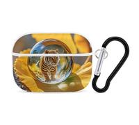 Crystal Tiger Custodia per AirPod Pro, cover rigida antigraffio in policarbonato con portachiavi, accessorio per AirPod Pro 2°/1° custodia per donne e uomini, stile bianco
