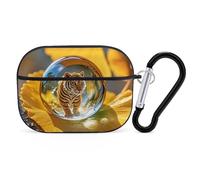 Crystal Tiger Custodia per AirPod Pro, cover rigida antigraffio in policarbonato con portachiavi, accessorio per AirPod Pro 2°/1° custodia per donne e uomini, stile nero