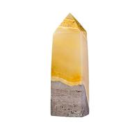 Crystal Tower - Natural Hexagonal Citrine Stone Statue | Natural Reiki Stone Figurine Desk Decor, Home Decor for Wealth Success Abundance Divination