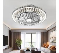 Crystal Ventilatori Da Soffitto Con Lampada 72W LED Fan Plafoniera Invisibile 3 Velocità Con Telecomando Dimmerabile Decorazione D'interni Illuminazione Camera Da Letto Ristorante Fan Lampadario(A)
