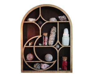 Crystal Wall Shelf - Moon Shaped Wooden Holder, Floating Display Shelf for Crystals | Gothic Boho Room Decor, Witchy Home Accent, Wall Mounted Storage for Crystals and Trinkets, Decorative Shelfs