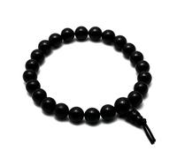 CrystalAge - Braccialetto con perline in tormalina nera
