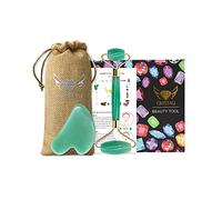 Crystali Set Gua Sha - Rullo e Raschietto per Massaggio Viso Anti-Invecchiamento - Pelle Sana e Giovane (Aventurina dell'India)