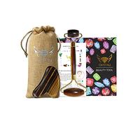 Crystali Set Gua Sha - Rullo e Raschietto per Massaggio Viso Anti-Invecchiamento - Pelle Sana e Giovane (Occhio di Tigre del Sud Africa)