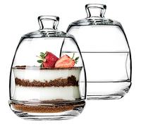 CRYSTALIA Ciotole da Dessert in Vetro Con Cupola Set 2, 255ml, 100% Senza Piombo, Bomboniera, Patisserie Contenitore Con Coperchio, Campana Cloche per Dolci, Porta Biscotti