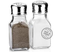 CRYSTALIA Sale e Pepe Set,%100 Senza Piombo Saliera e Pepiera, Design Trasparente per la Casa e la Cucina, Stile Classico da Ristorante, Coperchi in Acciaio Inossidabile, Salt And Pepper Shaker