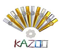 Crystaljun 12 kazoo in metallo oro e argento con 20 diaframmi per flauto kazoo, strumenti musicali, ottimo regalo per bambini, un buon compagno per chitarra, tastiera di pianoforte, ukulele, violino.