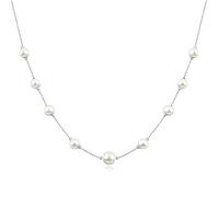 Crystalline Azuria Donna 18ct Placcato Oro Bianco Collana con Cristallo Perla simulata Bianca 42 cm