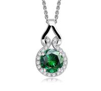 Crystalline Azuria Donna 18ct Placcato Oro Collana con Ciondolo con Rotondo Verde Smeraldo simulato Cristalli di Zirconi 45 cm