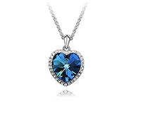 Crystalline Azuria Donna 18ct Placcato Oro Cuore dell'oceano Cristalli Blu Collana con Ciondolo 45 cm