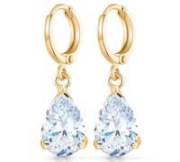 Crystalline Azuria Donna 18ct Placcato Oro Lacrima Nozze Orecchini Pendenti con Bianco Cristalli di Zirconi